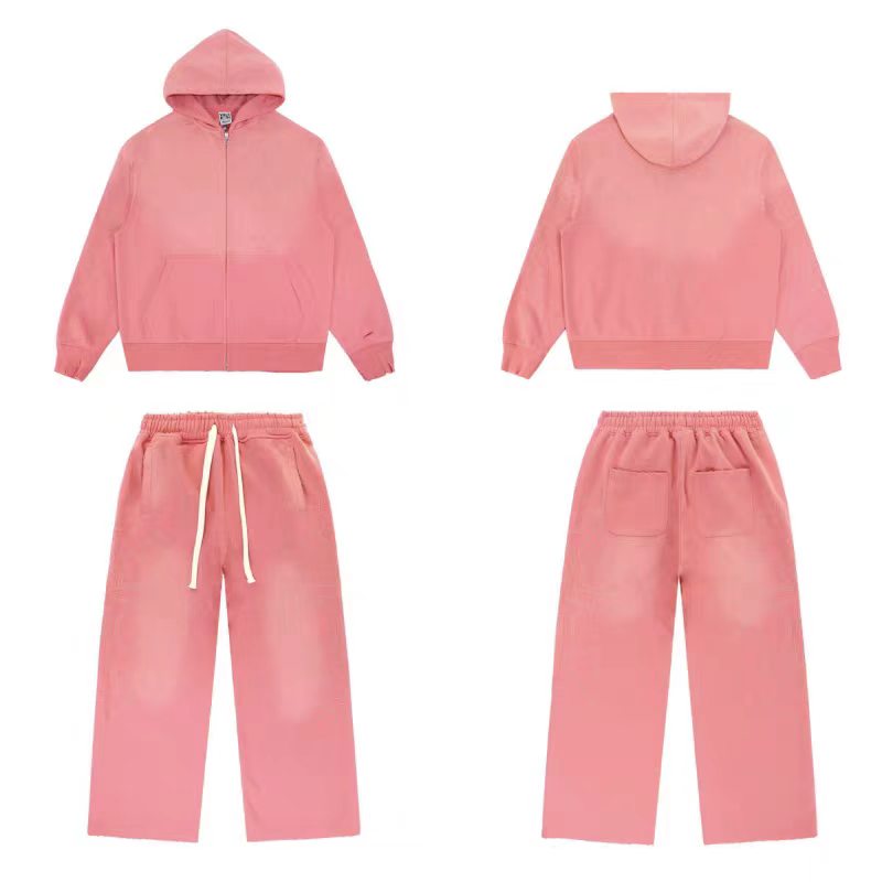 Vale Forever Vintage Minimalist Zip-Up Hoodie & Sweatpants Set - Pink