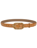 Fleur de Camélia Kimmy Quilted Leather Chain Buckle Belt in Camel