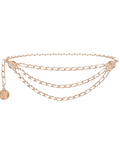 Fleur de Camélia Leather Triple Chain Belt in White and Rose Gold