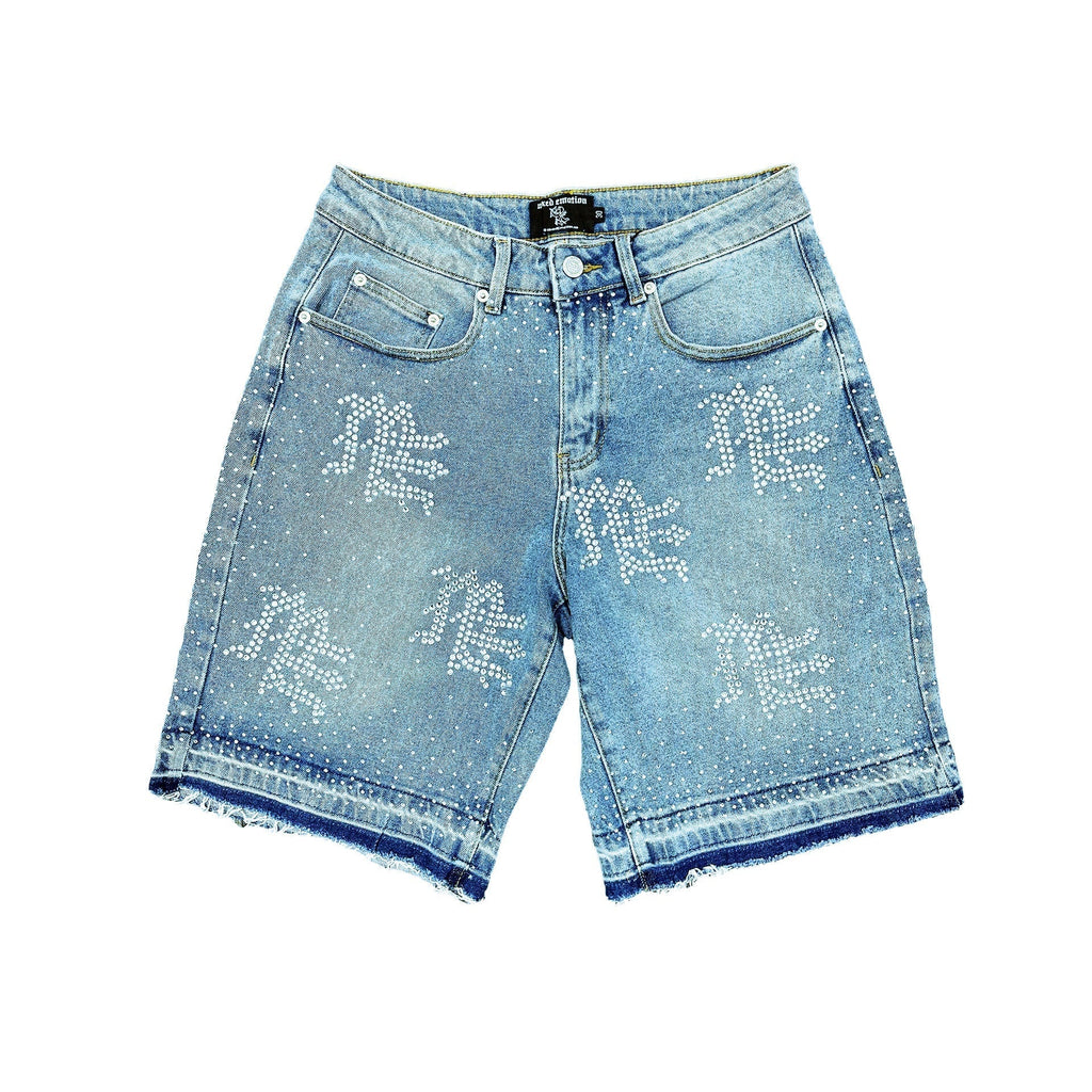Mixed Emotions　‘ME’ Rhinestone Denim Shorts