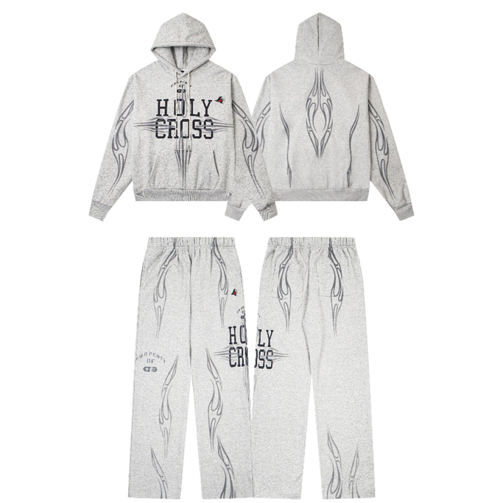 Hellstar Holy Cross Flame Graphic Hoodie & Pants Set