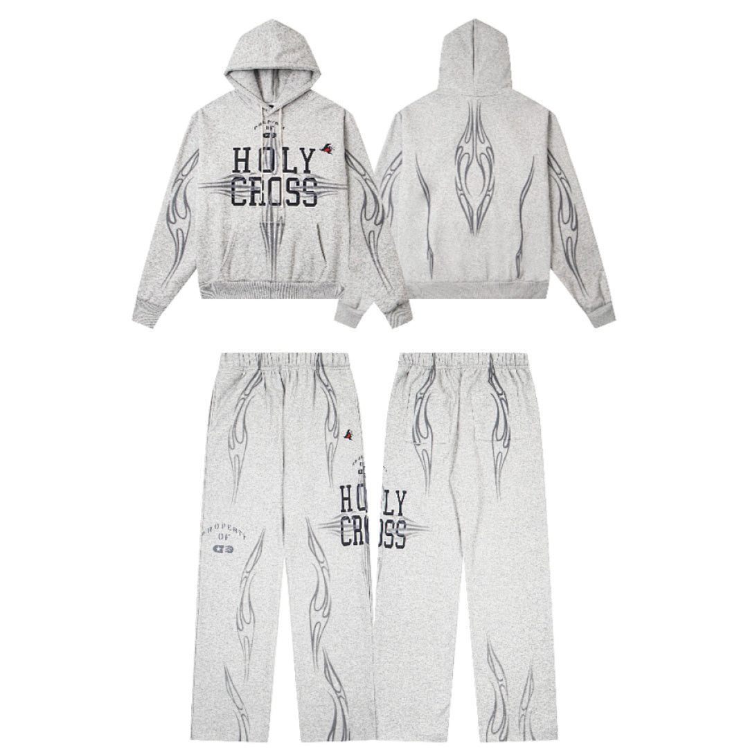Hellstar Holy Cross Flame Graphic Hoodie & Pants Set