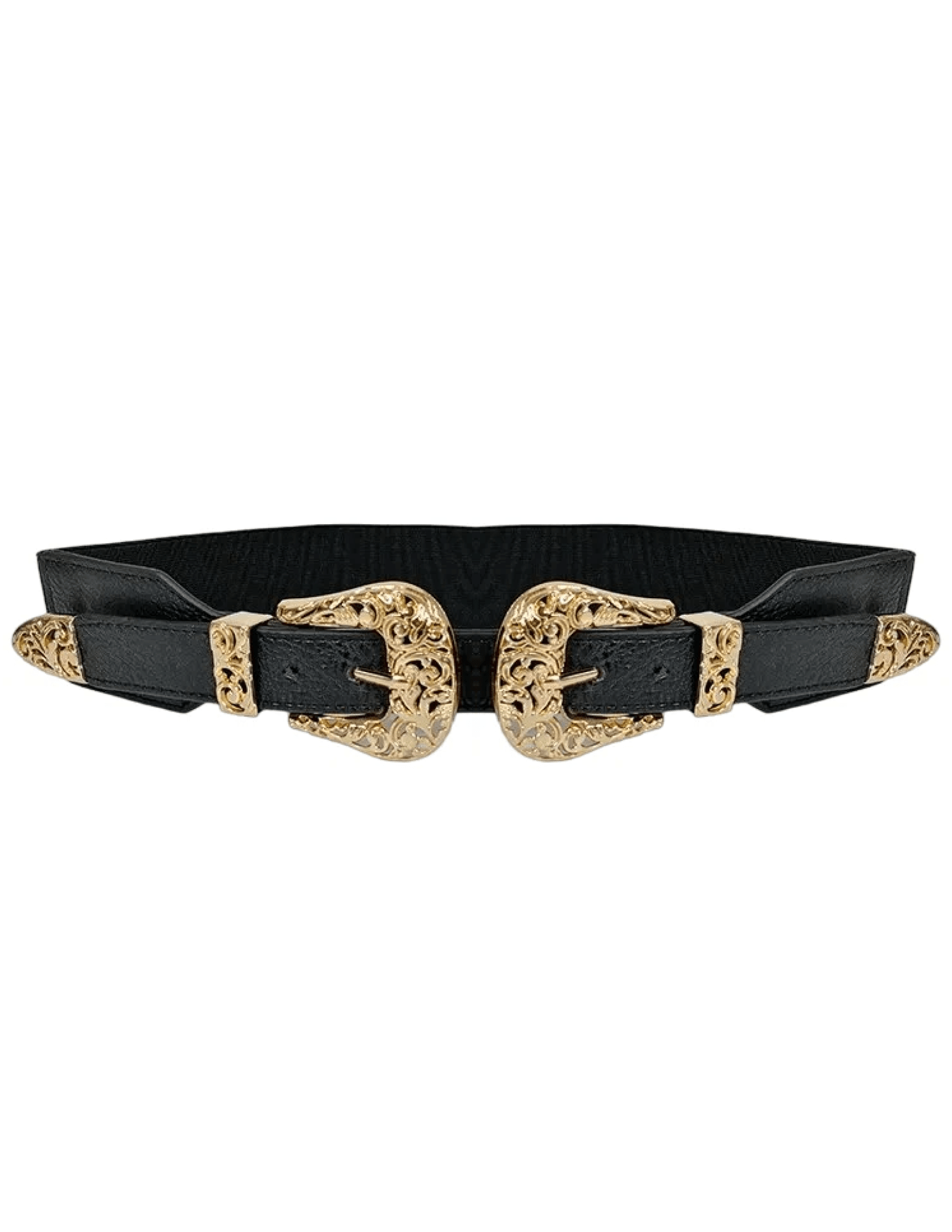 Austin Blaze Double Buckle Stretch Belt in Black